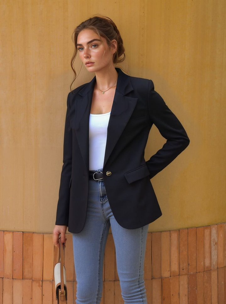Trendy Blazer voor Dames |  Eén Knoop, Ingesneden Revers &amp; Zakken Modehuis-Nederland