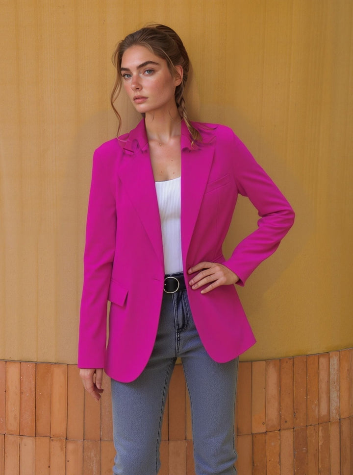 Trendy Blazer voor Dames |  Eén Knoop, Ingesneden Revers &amp; Zakken Modehuis-Nederland