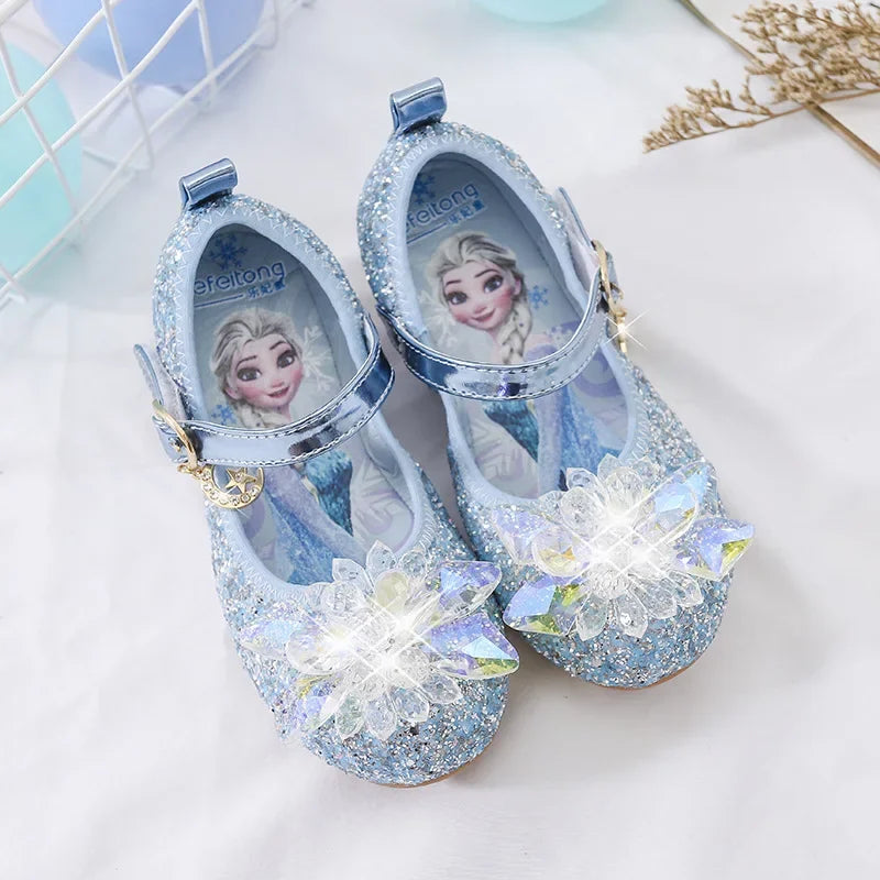 Kinderen glinsterende schoenen met roos en kristalaccenten 3