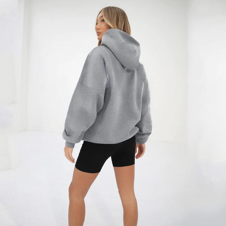 Dames oversized hoodie grijs, achteraanzicht