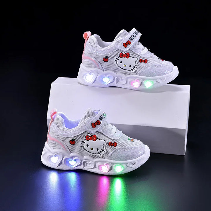 Kinderen led sneakers met kattenmotief en antislipzool