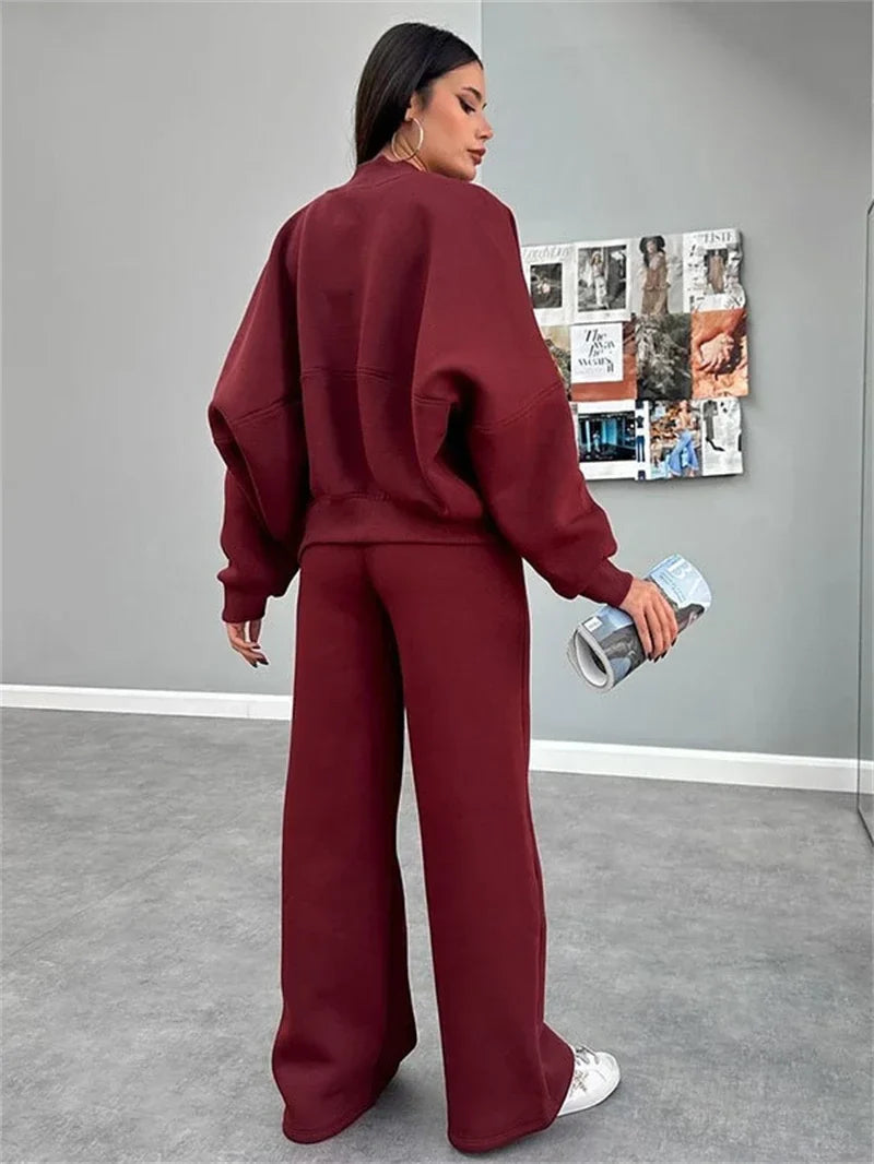 Dames Sportieve Fleece Set Met Ritsvest En Rechte Jogger detailfoto 3