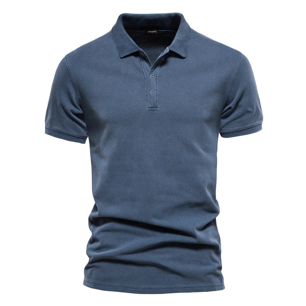 Katoenen poloshirt voor heren in donkerblauw
