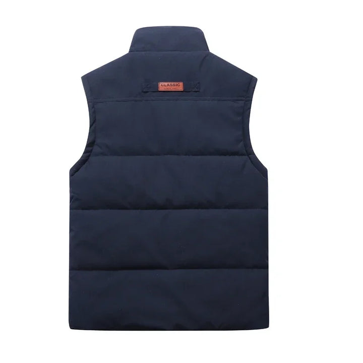 Gewatteerde bodywarmer voor heren in blauw achteraanzicht
