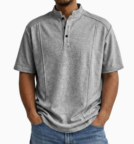 Heren Shirt Met Staande Kraag En Knoopsluiting in Grijs