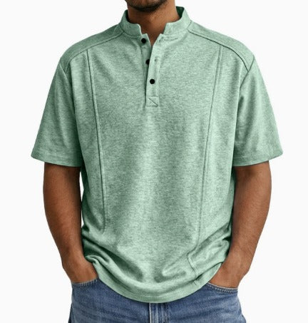 Heren Shirt Met Staande Kraag En Knoopsluiting in Groen