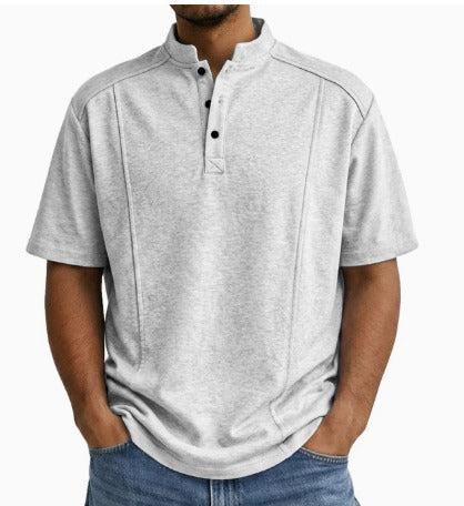 Heren Shirt Met Staande Kraag En Knoopsluiting in Wit