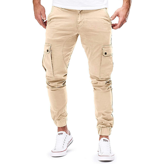 Slim fit cargobroek voor heren met klepzakken
