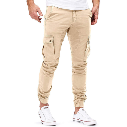 Slim fit cargobroek voor heren met klepzakken
