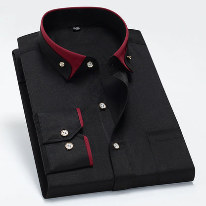 Slim fit overhemd met lange mouwen voor heren Contrasterende details
