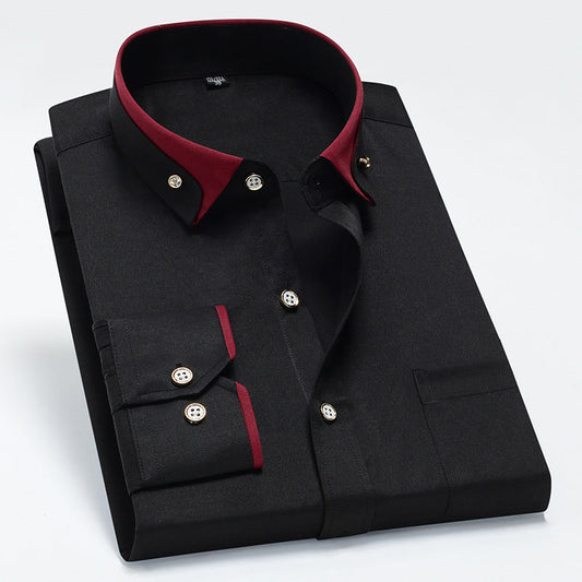 Slim fit overhemd met lange mouwen voor heren Contrasterende details
