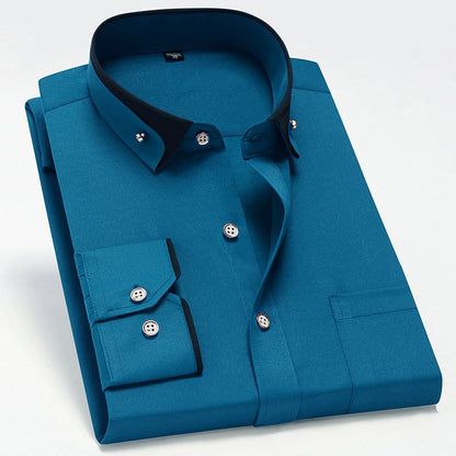 Slim fit overhemd met lange mouwen voor heren Contrasterende details
