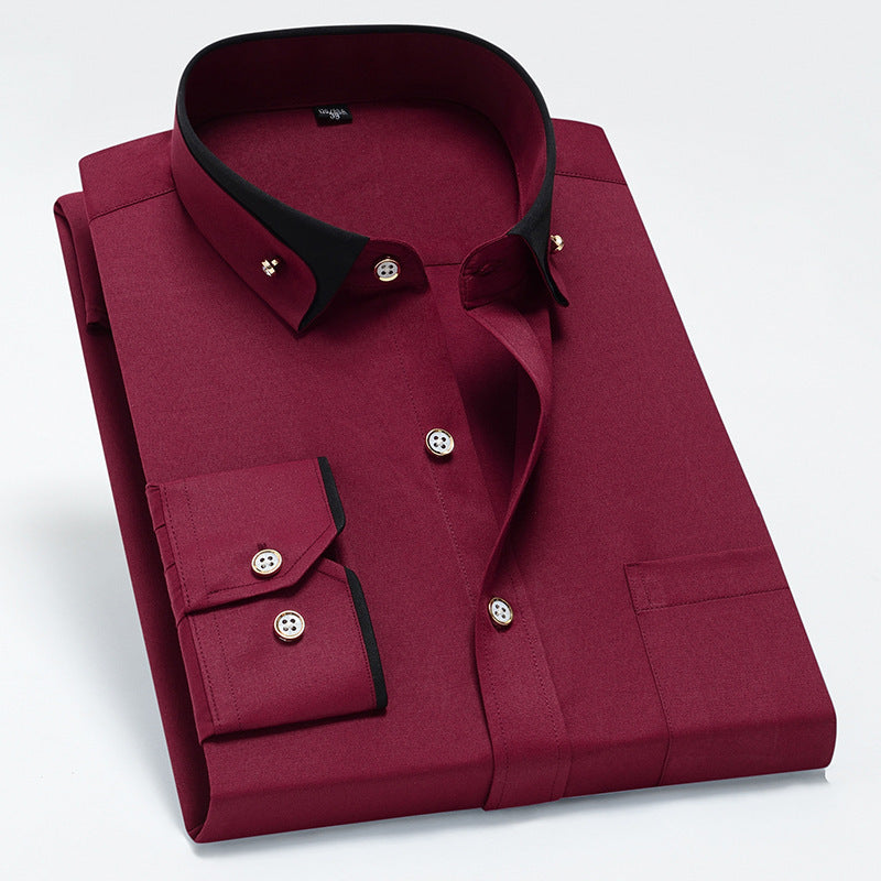 Slim fit overhemd met lange mouwen voor heren Contrasterende details