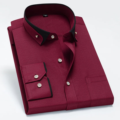 Slim fit overhemd met lange mouwen voor heren Contrasterende details