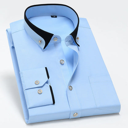 Slim fit overhemd met lange mouwen voor heren Contrasterende details