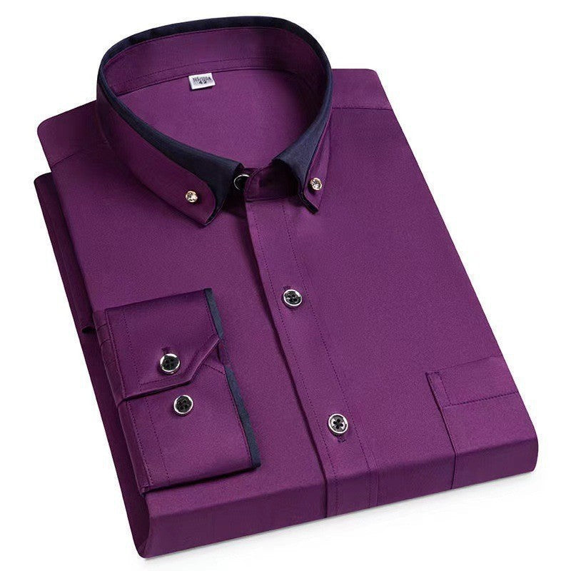 Slim fit overhemd met lange mouwen voor heren Contrasterende details