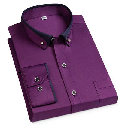 Slim fit overhemd met lange mouwen voor heren Contrasterende details