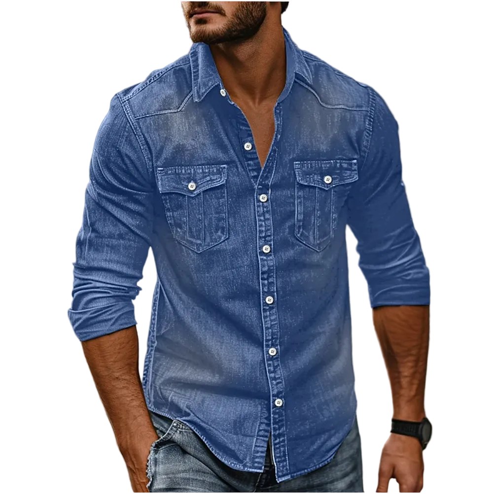 Slim fit overhemd voor heren met lange mouwen Borstzakken
