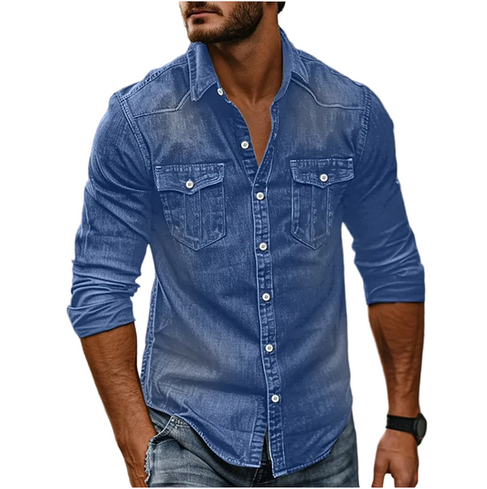 Slim fit overhemd voor heren met lange mouwen Borstzakken