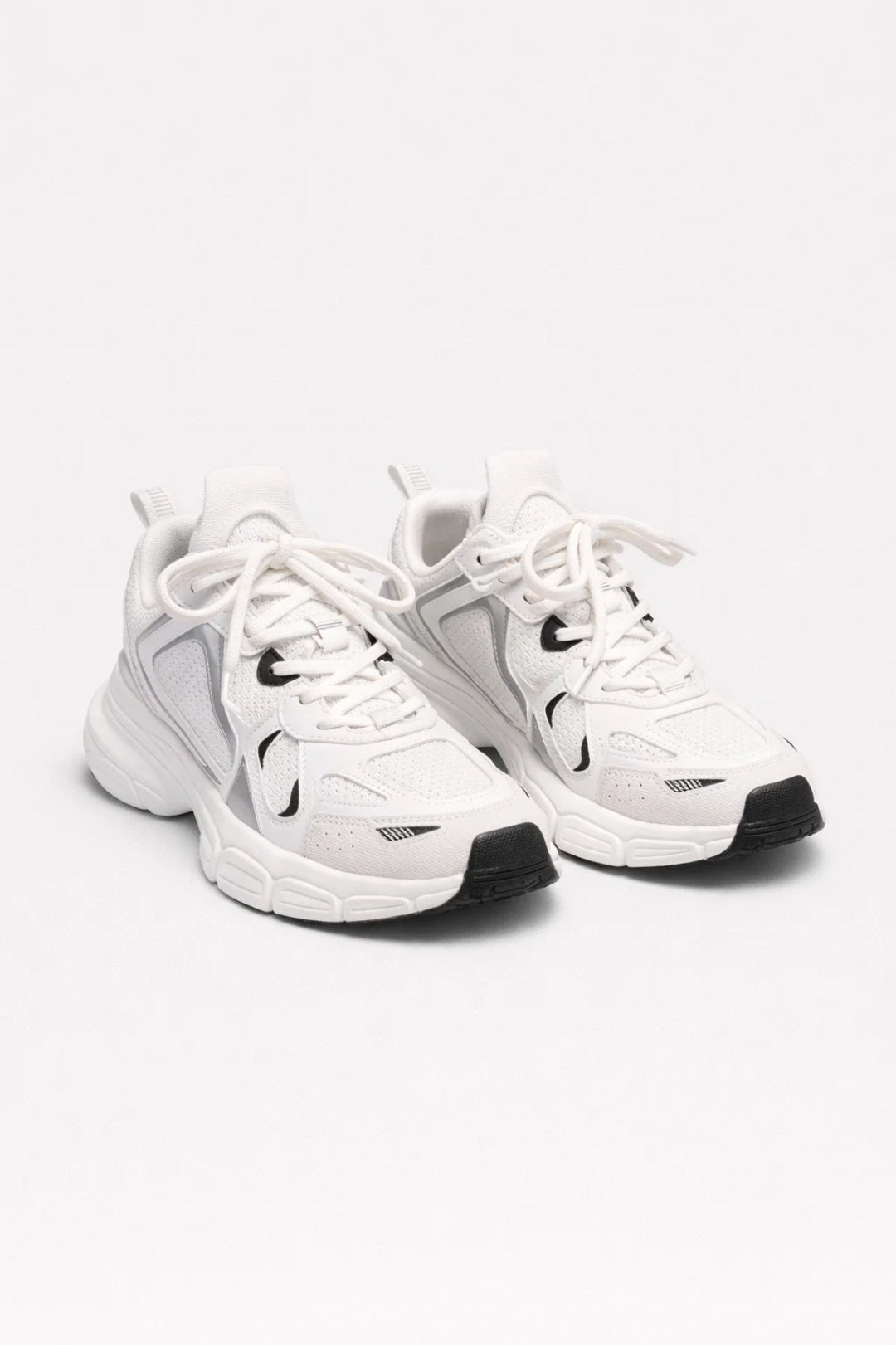 Dames Chunky Sneakers Met Veters En Contrasterende Panelen in Wit