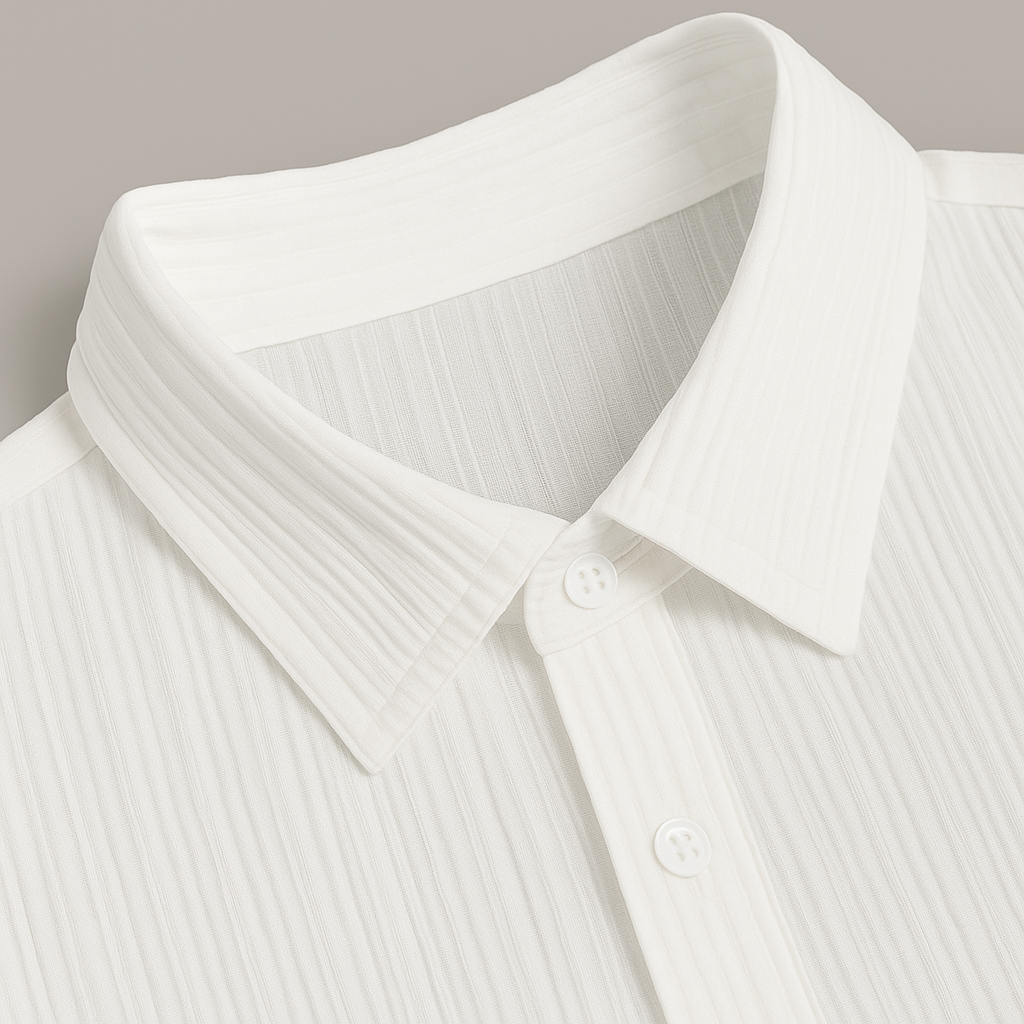Heren Tweedelige Set Met Structuuroverhemd En Lange Broek detailfoto 6