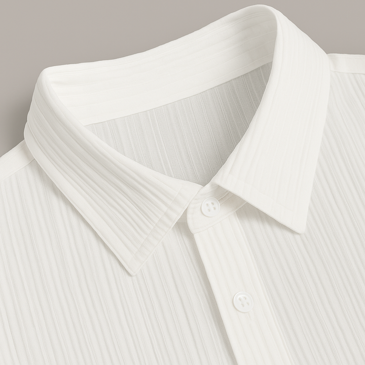 Heren Tweedelige Set Met Structuuroverhemd En Lange Broek detailfoto 6