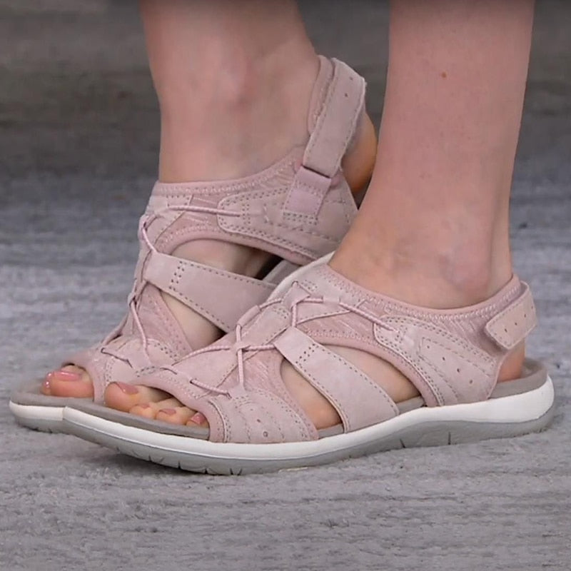 Dames Sportieve Sandalen Met Klittenband En Open Neus in Roze