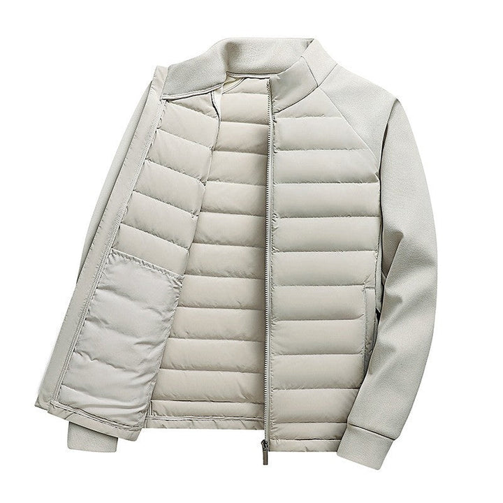 Heren Hybride Jas Met Gewatteerd Voorpand En Opstaande Kraag in Beige