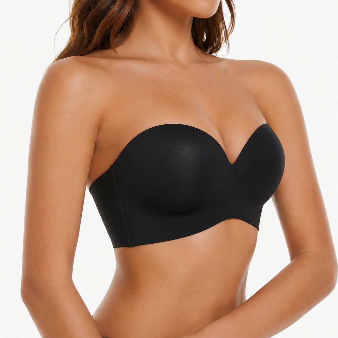 Dames Strapless Bh Met Brede Band En Afneembare Bandjes in Zwart