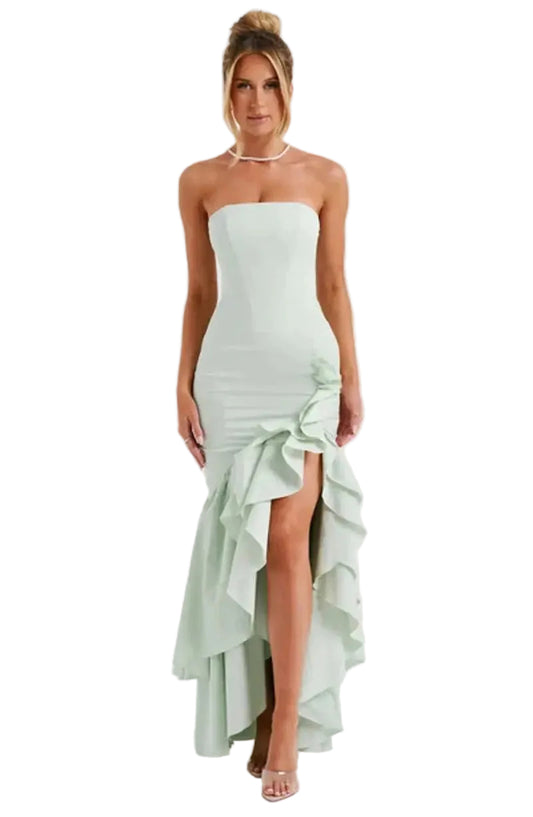 Strapless avondjurk voor dames met ruches