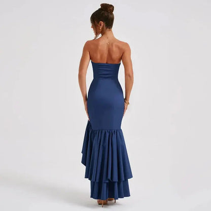 Strapless avondjurk voor dames met ruches