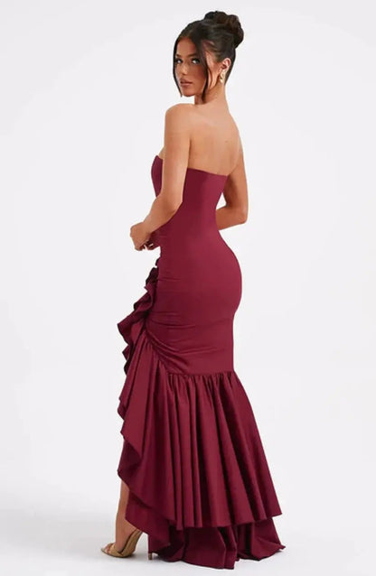 Strapless avondjurk voor dames met ruches