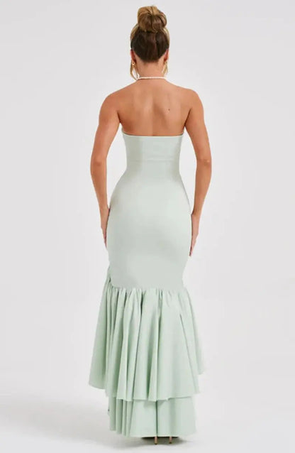 Strapless avondjurk voor dames met ruches