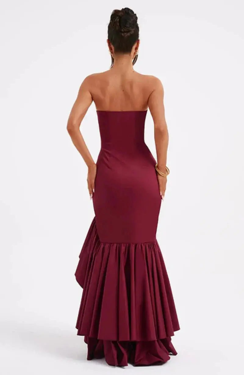Strapless avondjurk voor dames met ruches