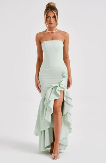Strapless avondjurk voor dames met ruches