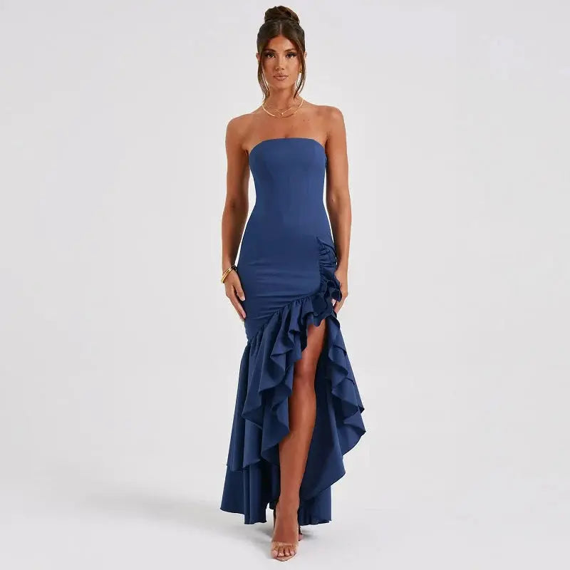Strapless avondjurk voor dames met ruches