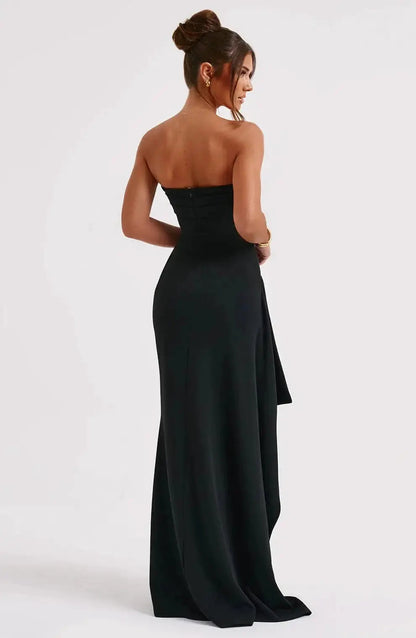 Strapless avondjurk voor dames nauwsluitend met split