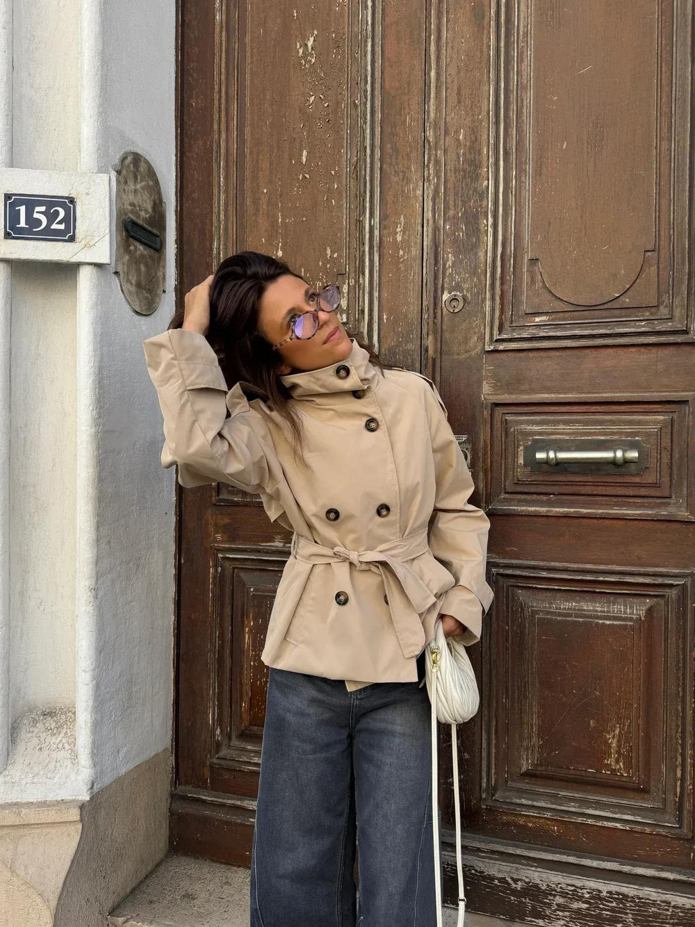 Dames Getailleerde Trenchcoat Met Taillegordel detailfoto 2