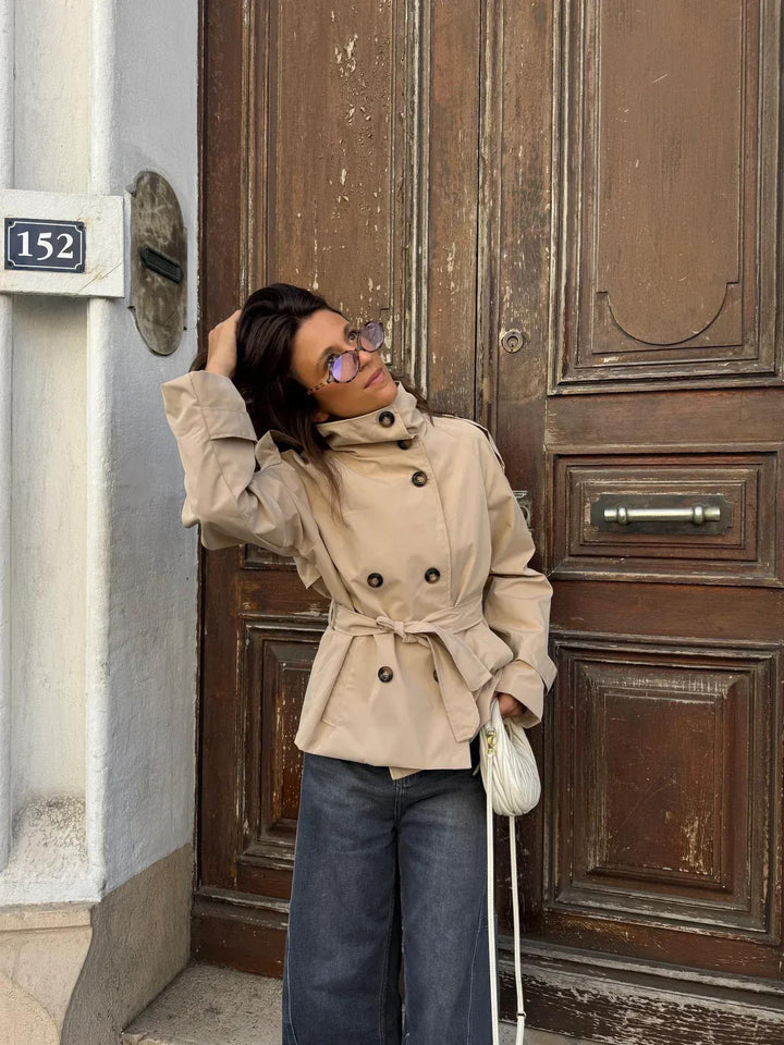 Dames Getailleerde Trenchcoat Met Taillegordel detailfoto 2