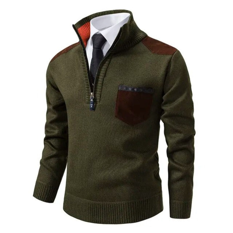 Heren trui met halve rits en contrastdetails - afbeelding 2