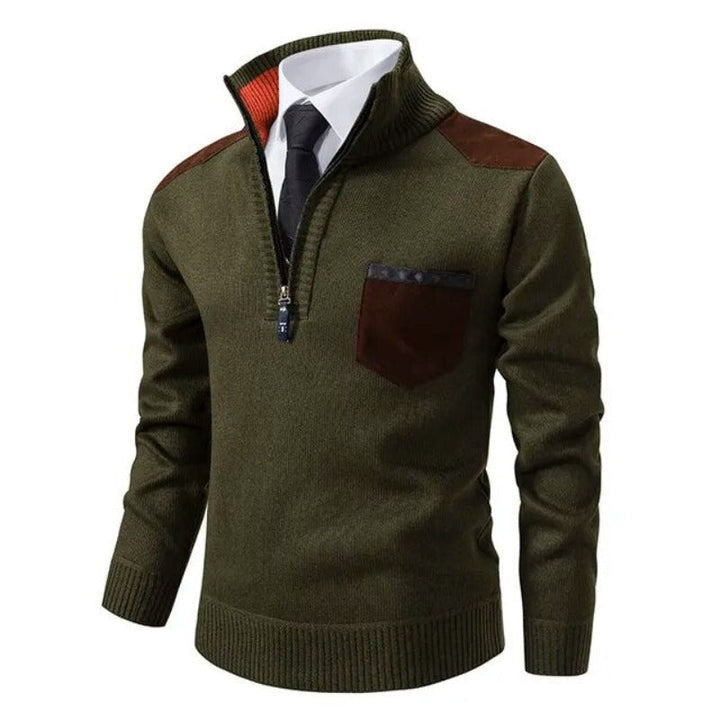 Heren trui met halve rits en contrastdetails - afbeelding 2