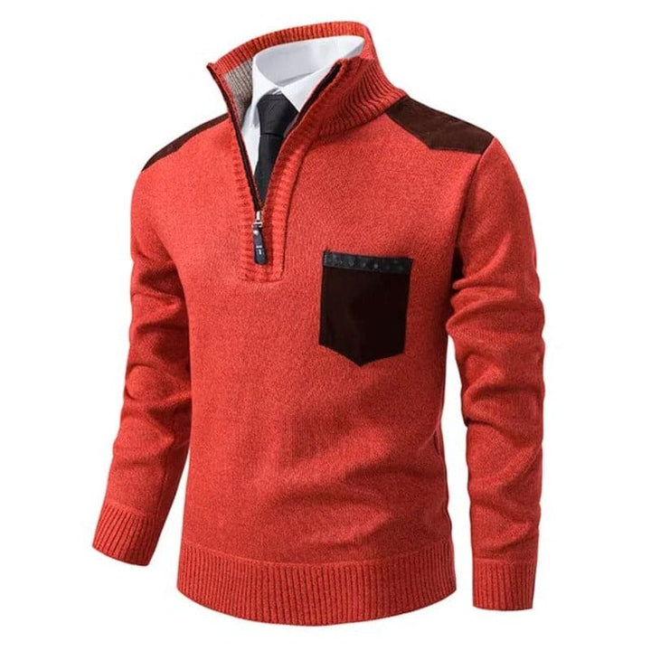 Heren trui met halve rits en contrastdetails - afbeelding 5