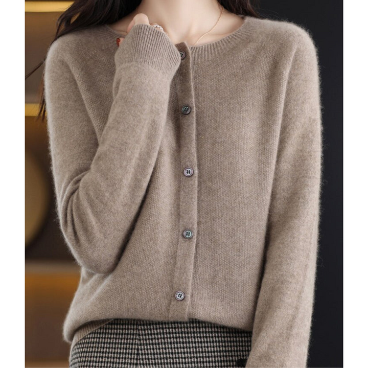 Dames Vest Met O Hals En Knoopsluiting in Bruin