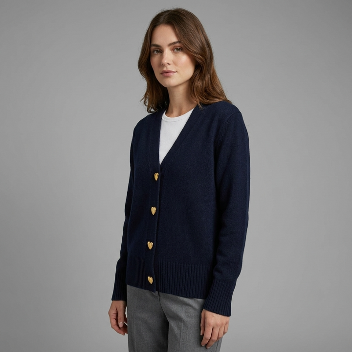 Dames vest met hartvormige sierknopen en V-hals 3