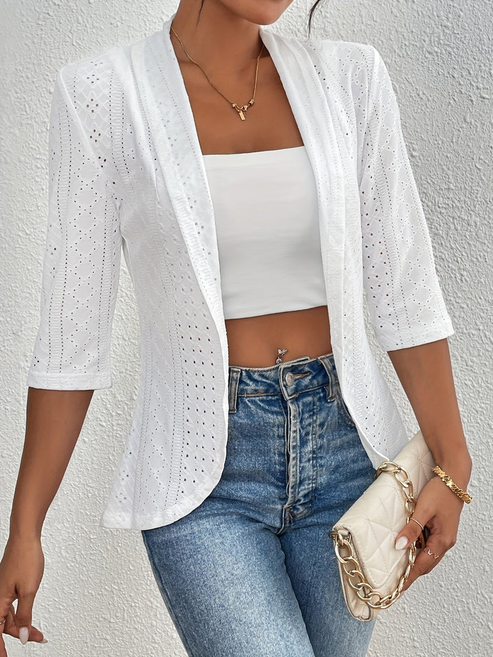 Dames vest met opengewerkt dessin