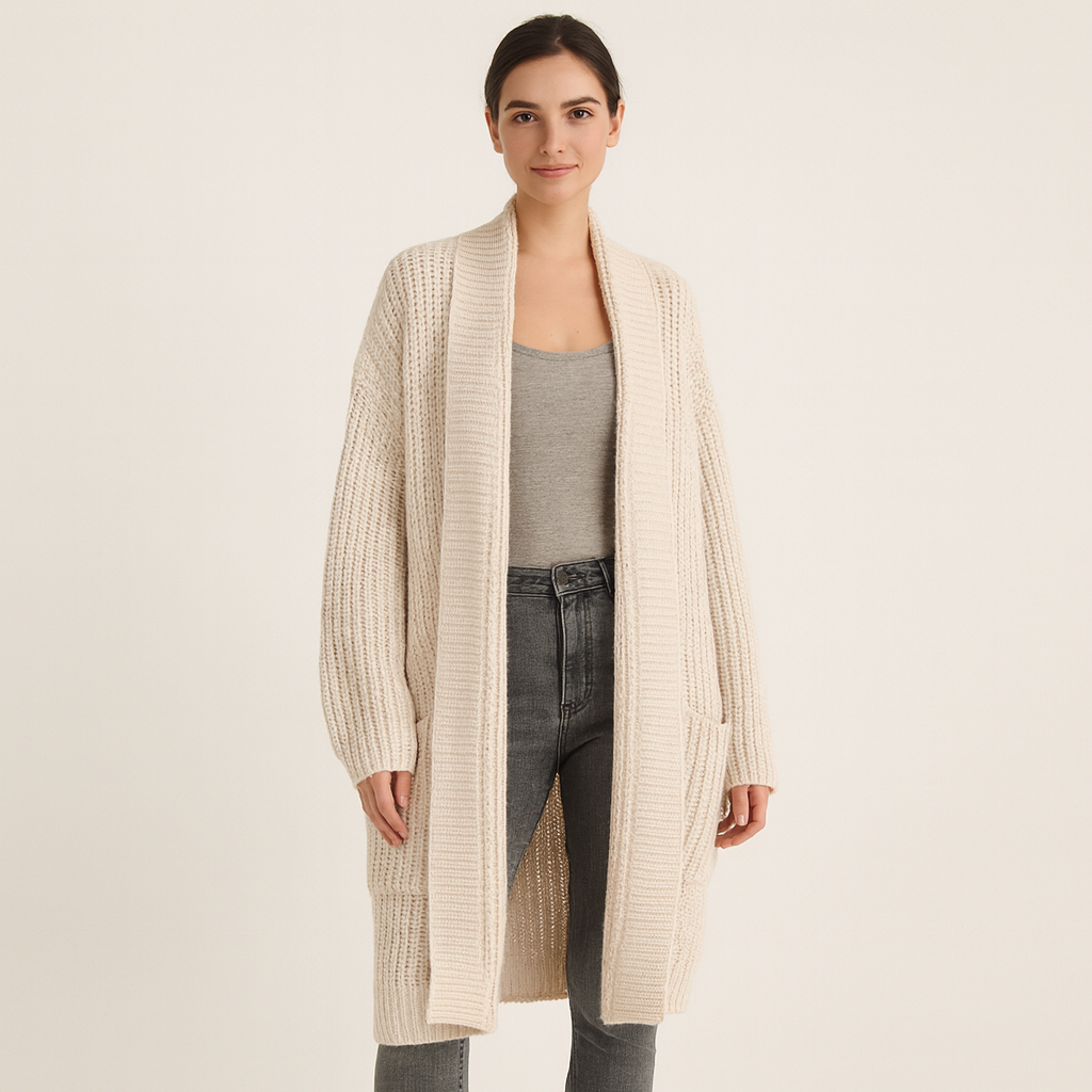 Dames lang vest met open voorkant