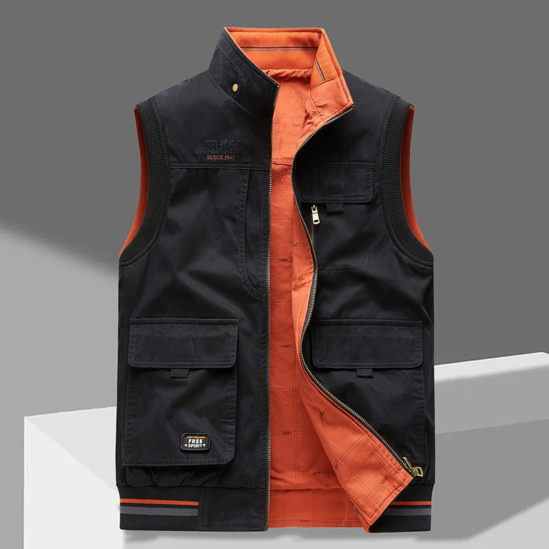 Heren Vest Met Moderne Pasvorm En Open Draagwijze in Zwart