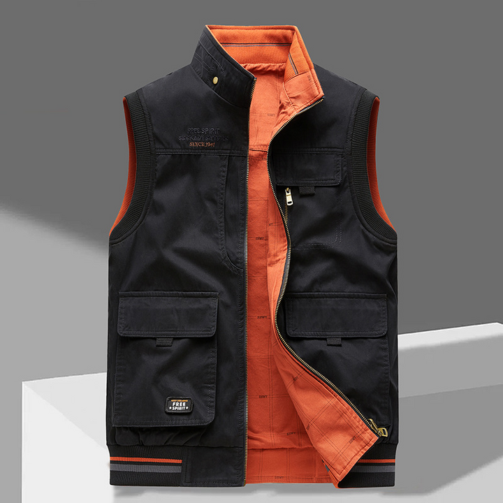 Heren Vest Met Moderne Pasvorm En Open Draagwijze in Zwart