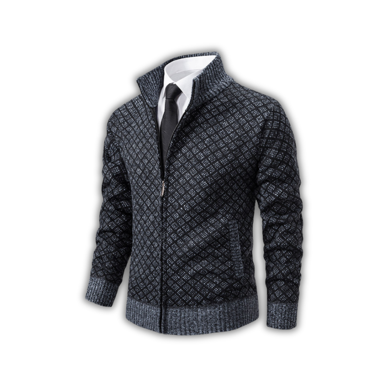 Heren vest met ruitdessin en opstaande kraag - afbeelding 2