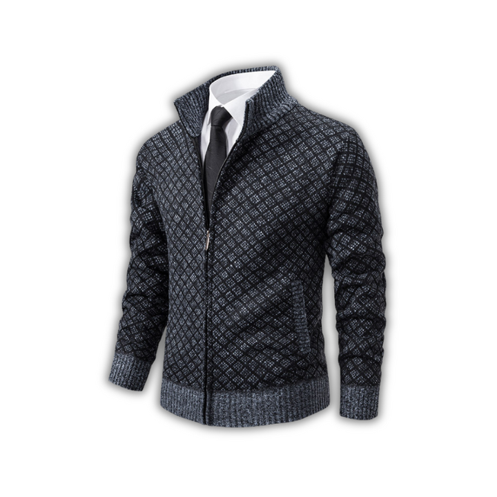 Heren vest met ruitdessin en opstaande kraag - afbeelding 2